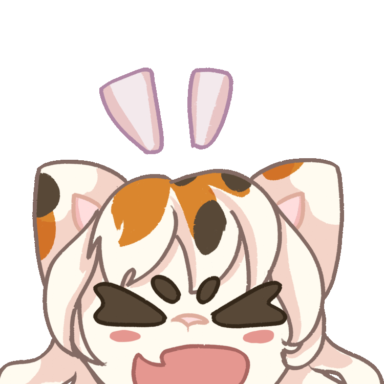 a gif of a cartoon calico cat anthro, laughing